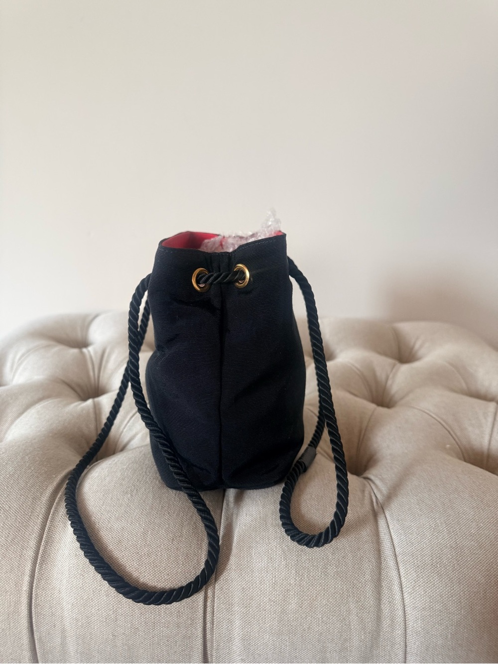 Yves Saint Laurent Black Faille Bucket Evening Bag Gold Filigree 1980s MINT - Picture 6 of 14